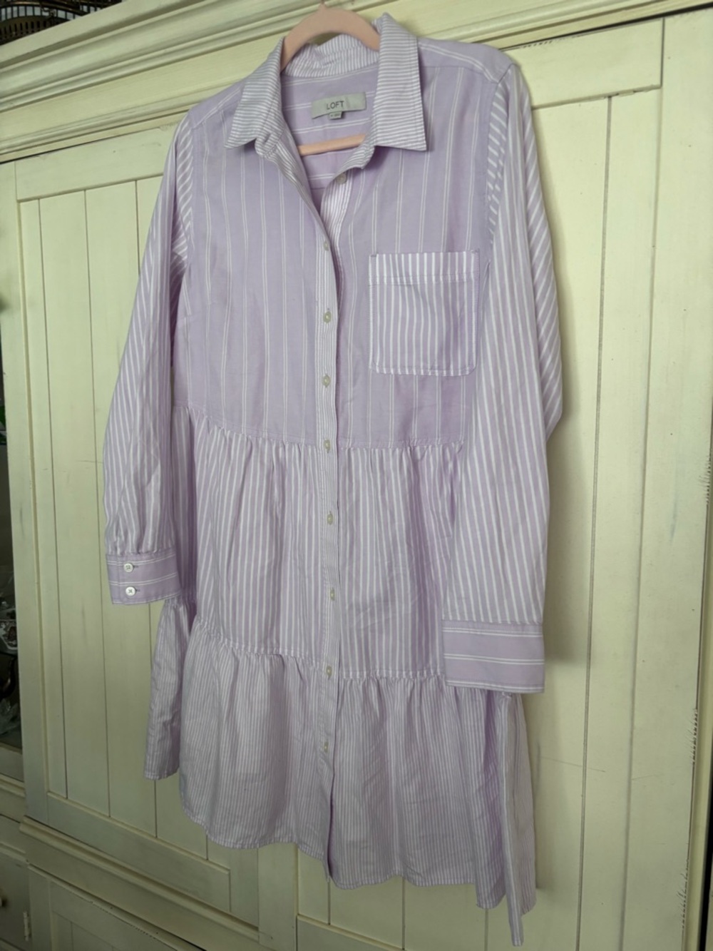 LOFT' Lavender Striped Shirt Dress